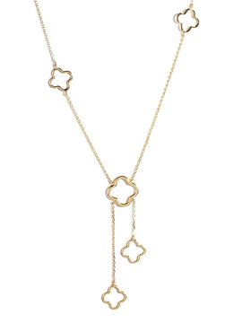 Quatrefoil Station Necklace: Rhodium
