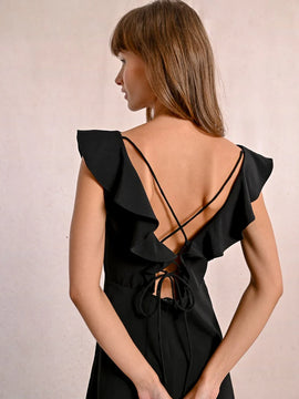 Catherine Ruffle V Neck Dress