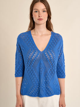 Caden Pointelle V Neck Sweater