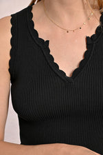 Eva Scalloped V Neck Tank
