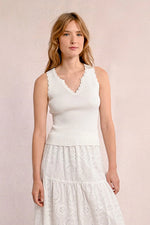 Eva Scalloped V Neck Tank