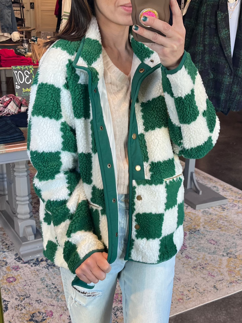 Stefani Checkered Sherpa Jacket