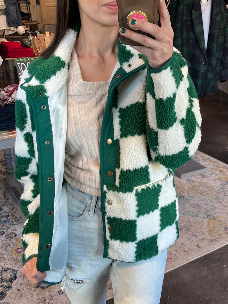 Stefani Checkered Sherpa Jacket