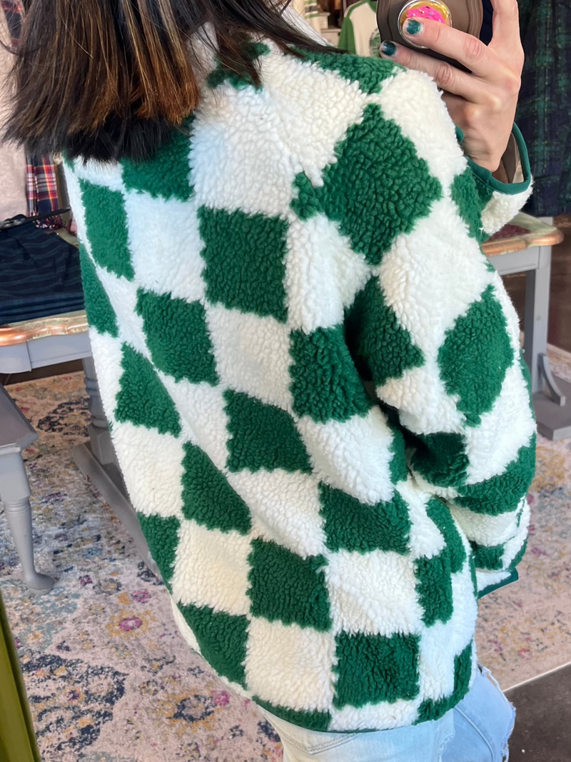 Stefani Checkered Sherpa Jacket