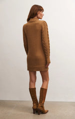 Sage Cable Knit Sweater Dress