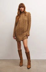 Sage Cable Knit Sweater Dress