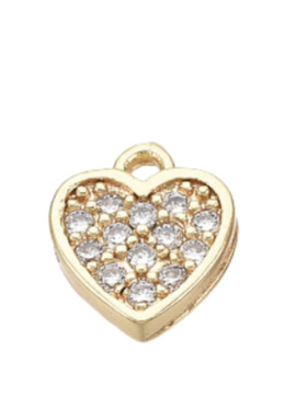 Gold Crystal Heart Charm