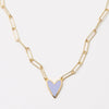 Heart Charm Paper Clip Necklace 18K