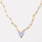 Heart Charm Paper Clip Necklace 18K