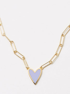 Heart Charm Paper Clip Necklace 18K