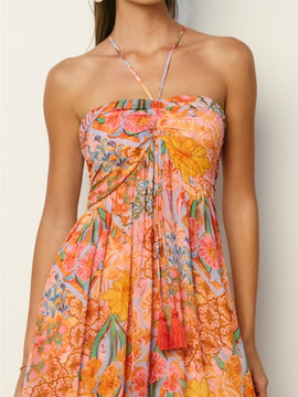 Summer Garden Skinny Halter Dress