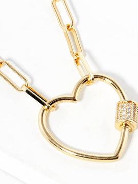 Open Heart Carabiner Necklace