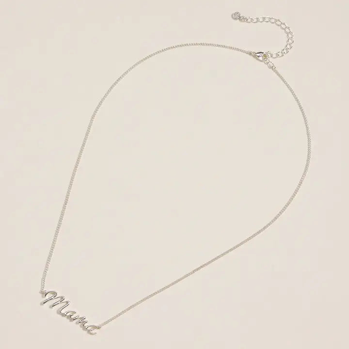Mama Script Necklace 18K