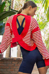 Renn Striped Open Back Top