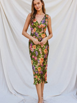 Garden Party V Neck Midi Dress