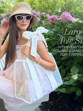 Ivory Pearl Bow Jelly Tote Bag