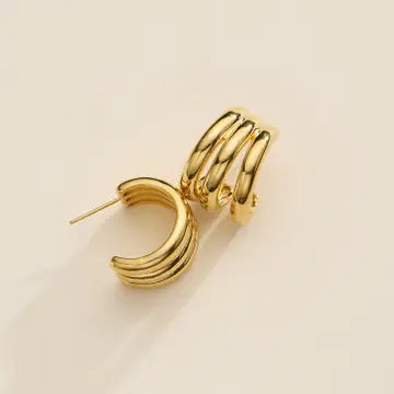 Triple Ring Hoop Earrings 18K