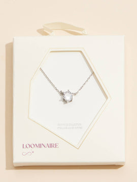 Crystal Solitaire Charm Necklace 18K