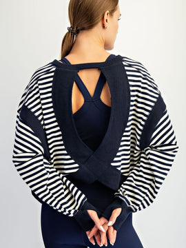 Renn Striped Open Back Top