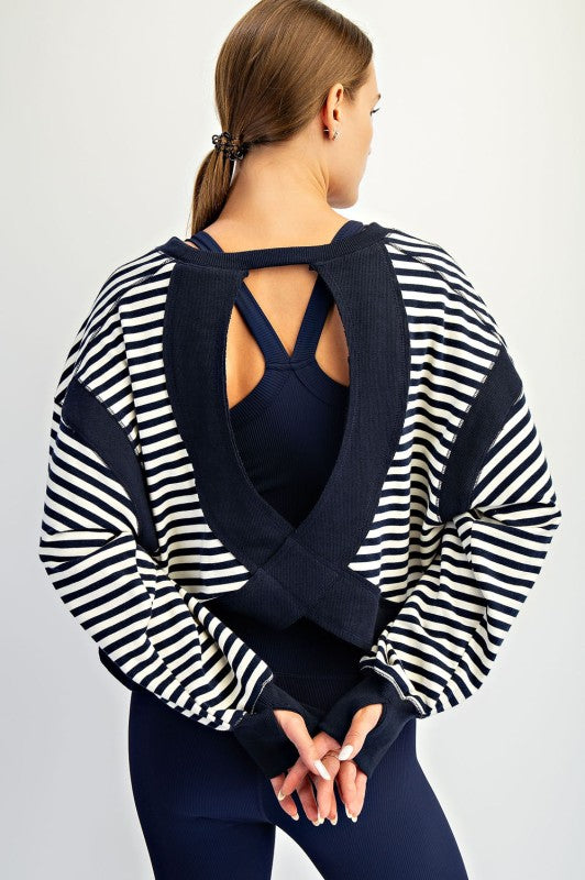 Renn Striped Open Back Top
