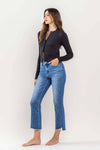 Encourage Raw Hem Kick Flare Jeans