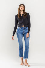 Encourage Raw Hem Kick Flare Jeans