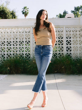 Encourage Raw Hem Kick Flare Jeans