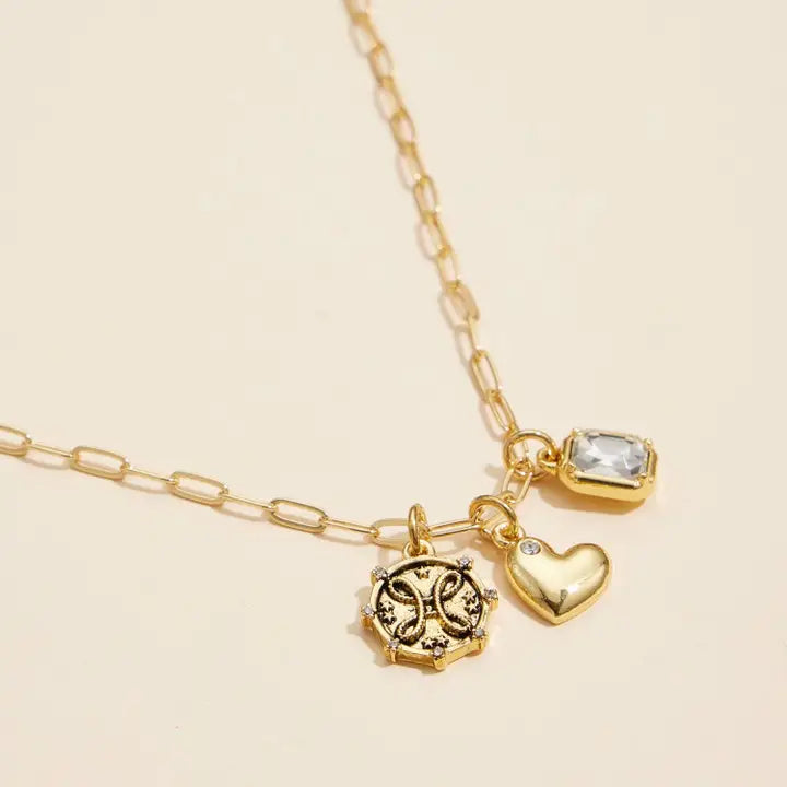 Hepburn Charm Necklace with Gemstone Pendant