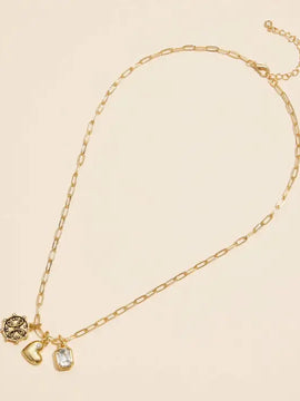 Hepburn Charm Necklace with Gemstone Pendant