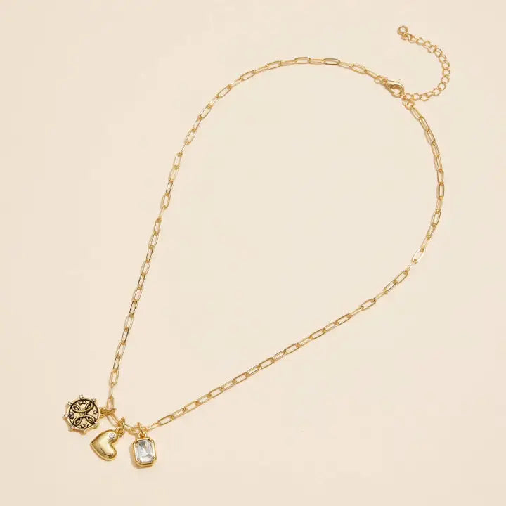 Hepburn Charm Necklace with Gemstone Pendant
