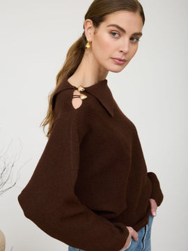 Asymmetrical Sweater with Clasp