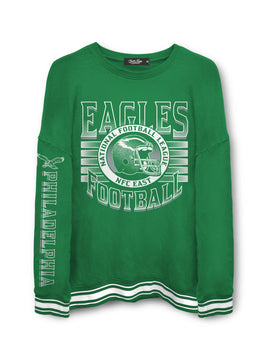Eagles Striped Rib Crew Fleece
