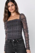 Blooming Energy Mesh Ruched Top