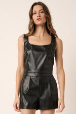 Siobhan Faux Leather Crop Tank