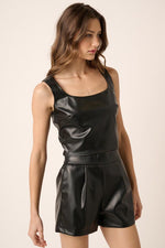 Siobhan Faux Leather Crop Tank